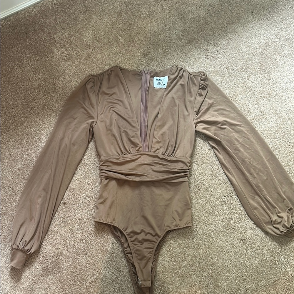 Princess Polly Tan Bodysuit Top- Never Worn
